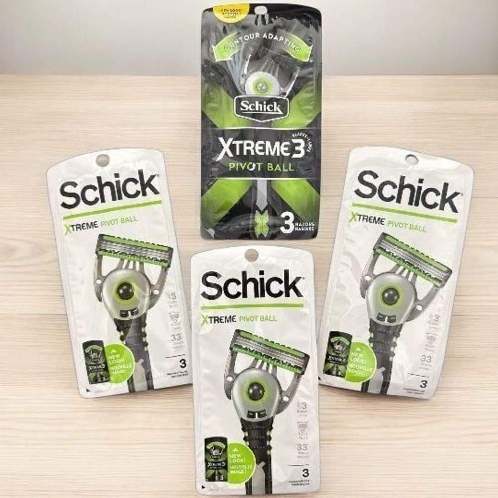 Schick Xtreme3 Pivot Ball Razor Refills - Pack of 4 Sets (12 Cartridges‎ Total)